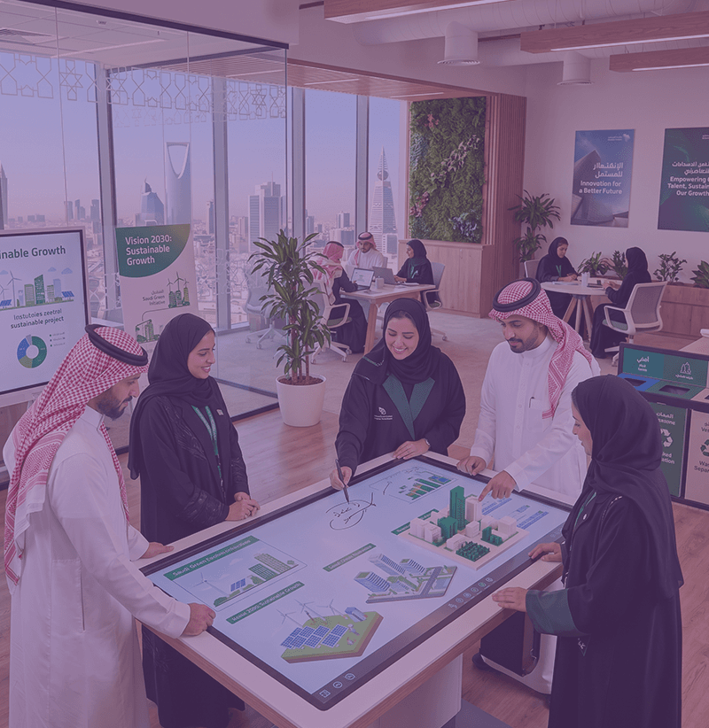 Team planning sustainable growth in the workplace