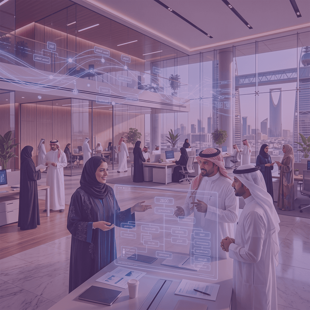 Corporate restructuring in a modern Saudi office
