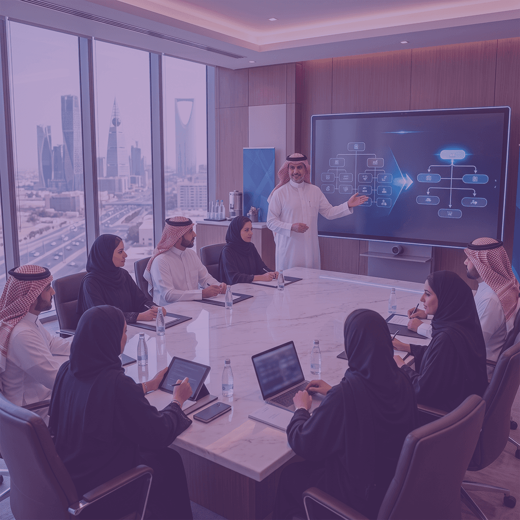 Boardroom presenting the new organizational structure