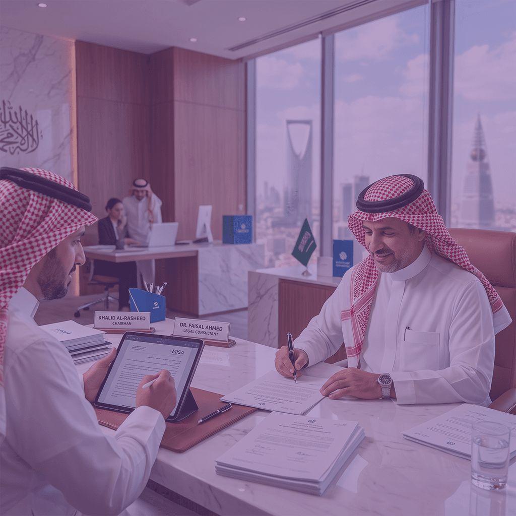 Saudi investors signing company formation documents