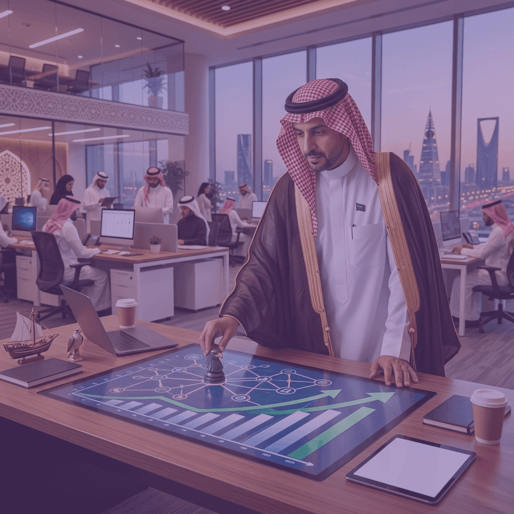 Corporate strategy planning in a modern office