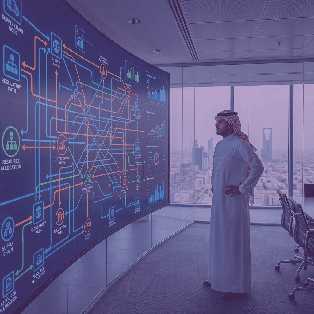 Executive reviewing data-driven resource allocation systems