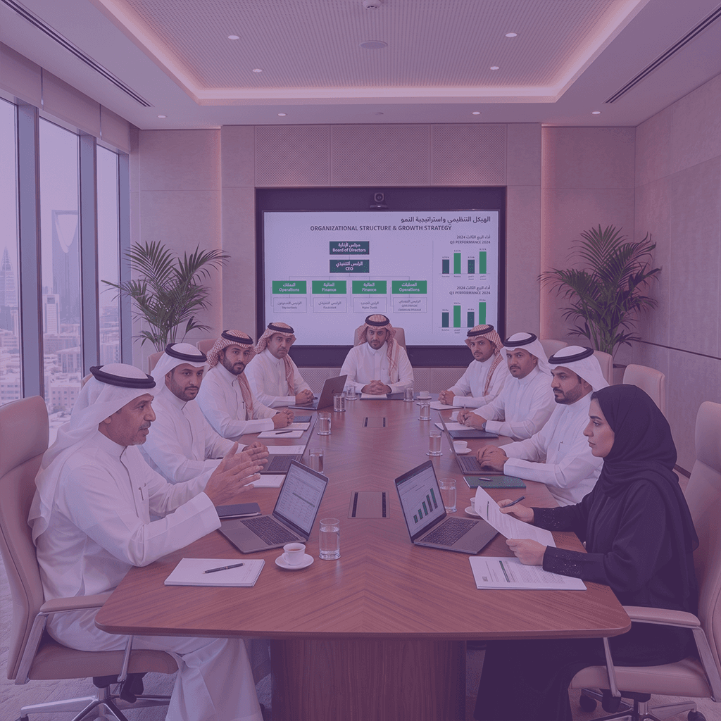 Saudi board of directors in a governance meeting
