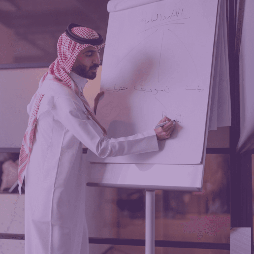 Consultant outlining a corporate governance framework on a whiteboard