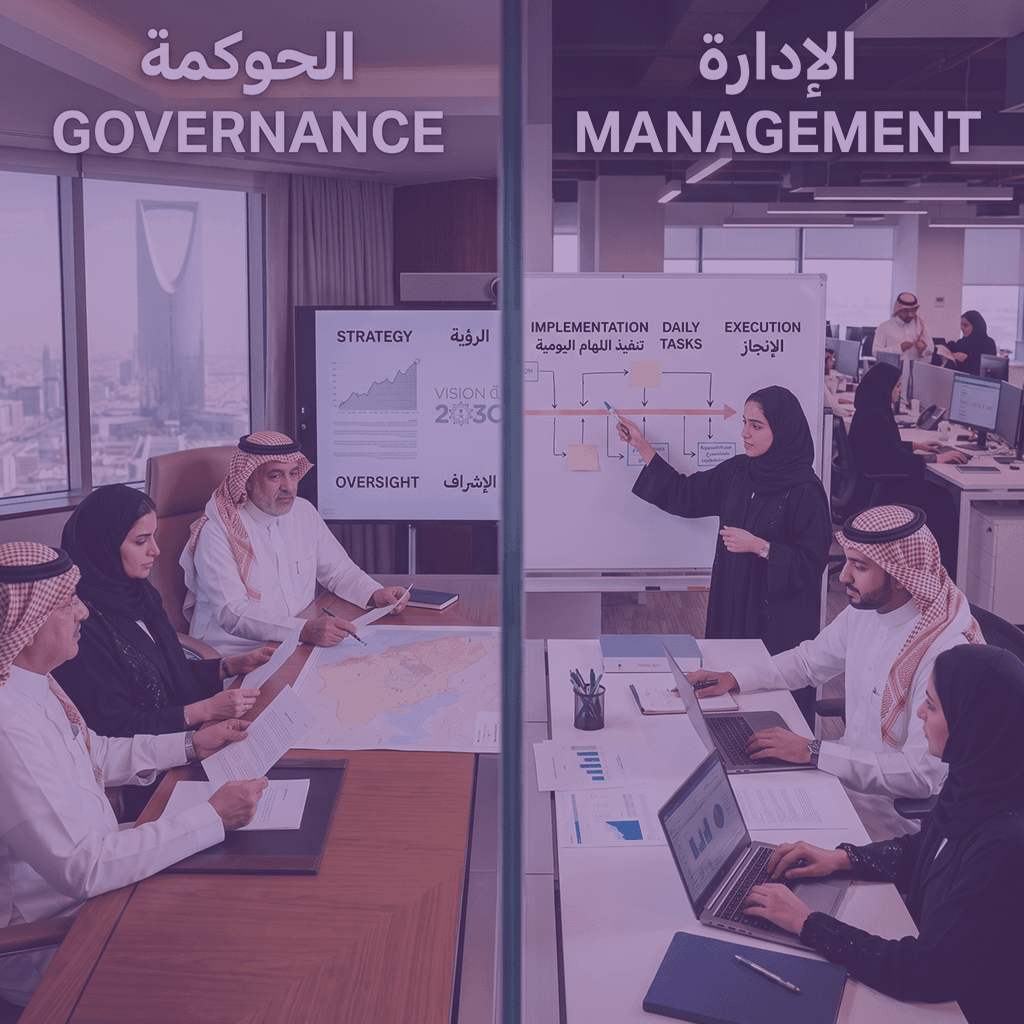 What is the difference between governance and management?