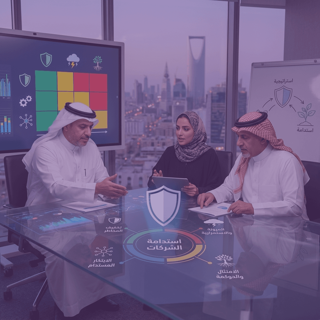 Leadership team reviewing a company sustainability risk framework